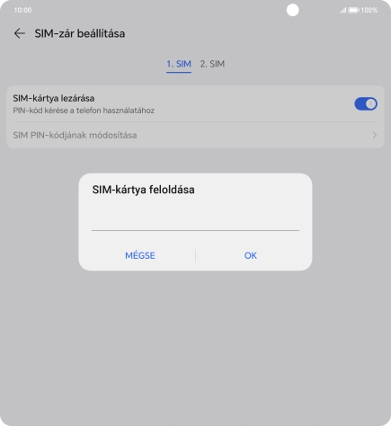 Írd be a PIN-kódot, és válaszd az OK lehetőséget.