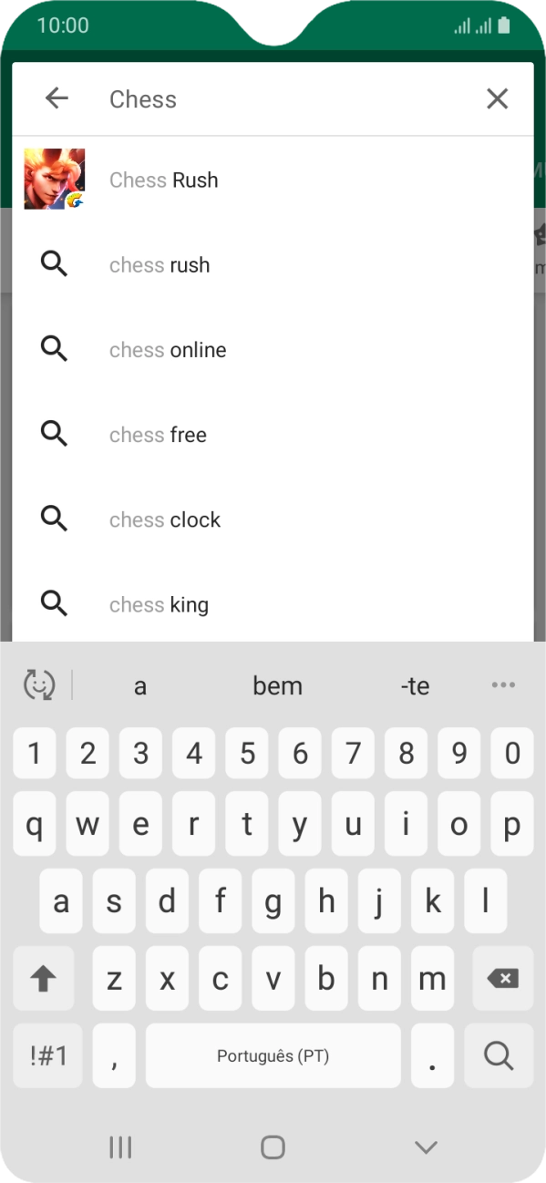 Introduza o nome ou categoria da app pretendida e prima o ícone para pesquisar.