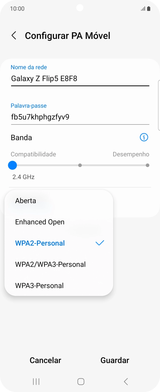Prima WPA3-Personal para proteger o hotspot Wi-Fi com uma password.