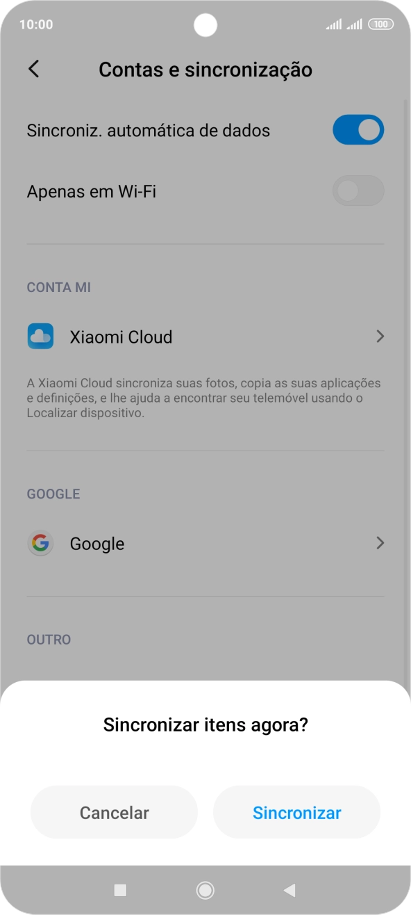 Se ativar a função, prima Sincronizar.