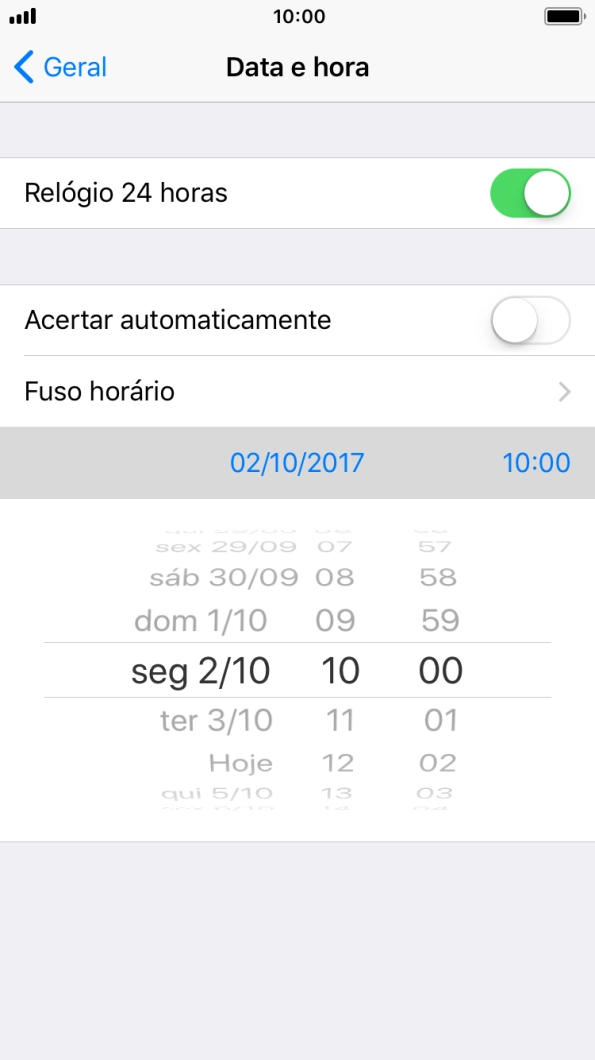 Prima o indicador junto a Acertar automaticamente para ativar a função.