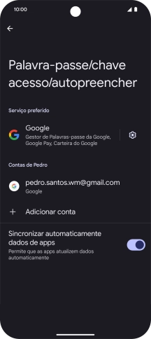 Prima Adicionar conta.