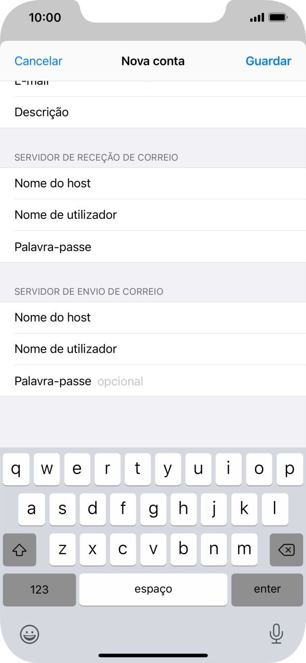 Prima Palavra-passe e introduza a password do servidor de envio do seu fornecedor de e-mail..
