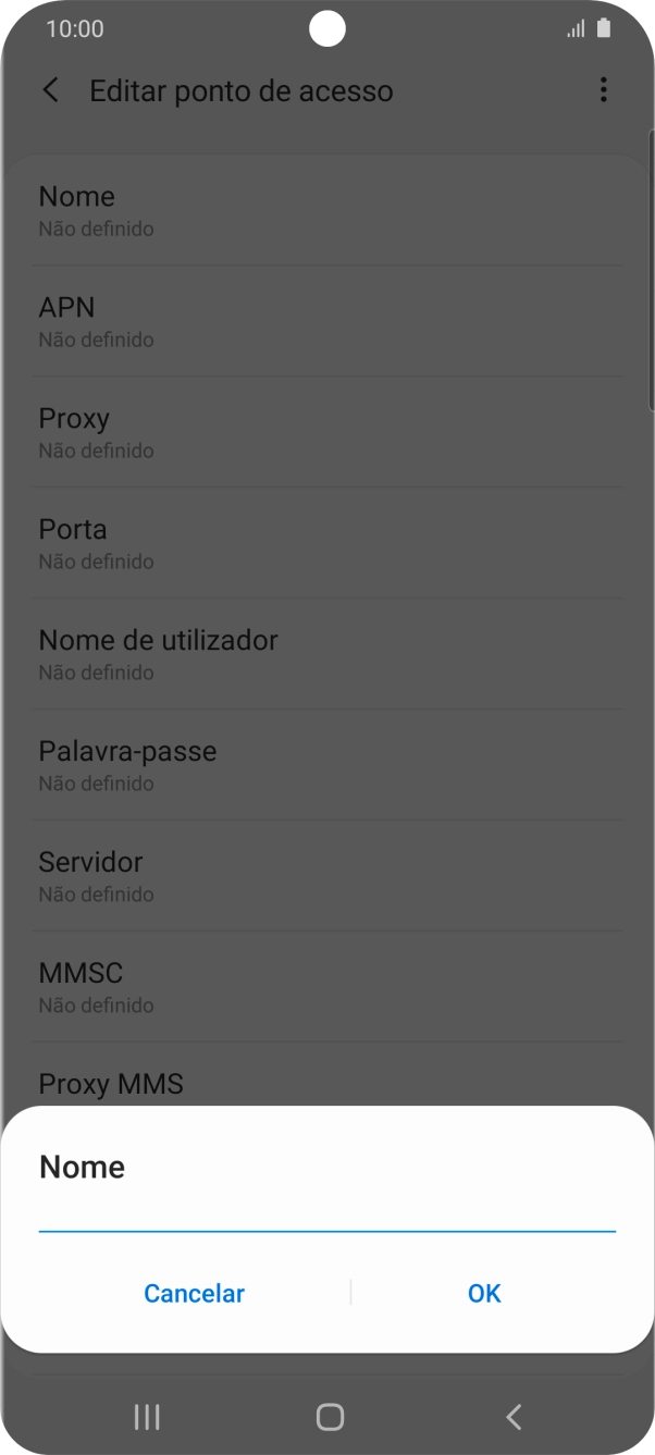 Introduza Vodafone Internet e prima OK.
