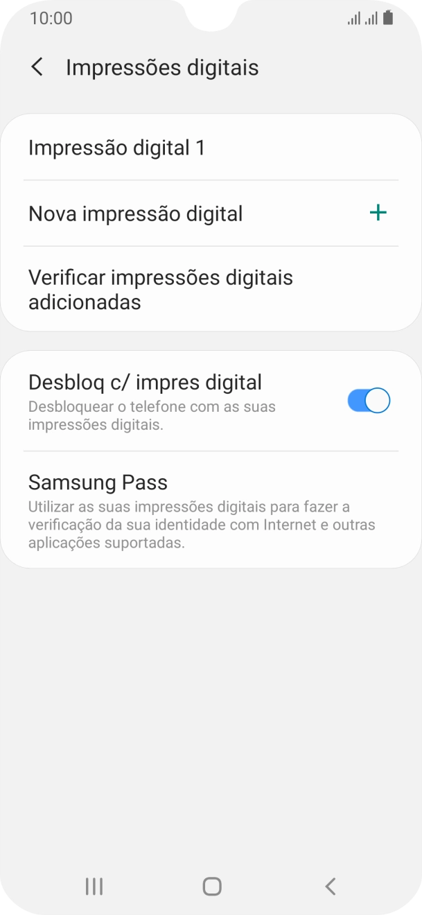 Prima o indicador junto à definição pretendida para a ativar ou desativar.