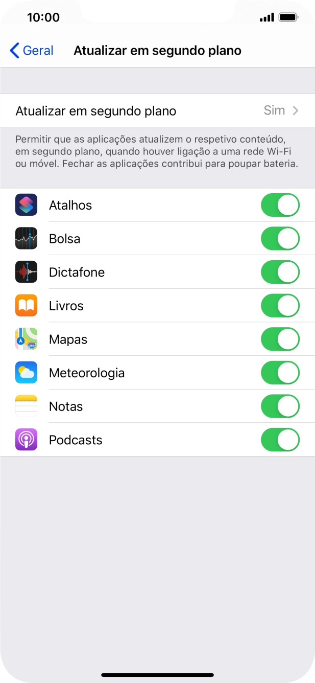 Prima Atualizar em segundo plano.