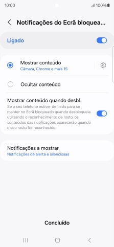 Prima as definições pretendidas para as ativar ou desativar.