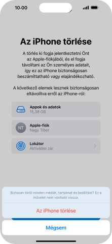 Válaszd Az iPhone törlése lehetőséget.