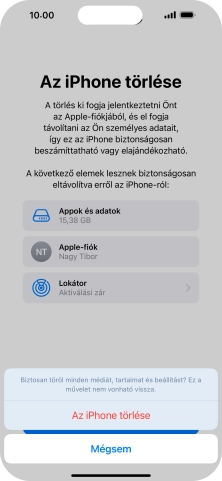 Válaszd Az iPhone törlése lehetőséget.
