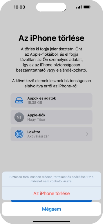 Válaszd Az iPhone törlése lehetőséget.