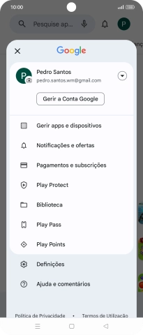 Prima Gerir apps e diapositivos.