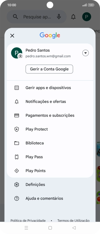 Prima Gerir apps e diapositivos.