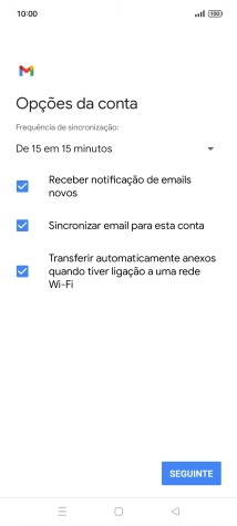 Se o ecrã mostrar esta imagem, a sua conta foi identificada e configurada automaticamente. Siga as indicações no ecrã para introduzir informações adicionais e concluir a configuração.