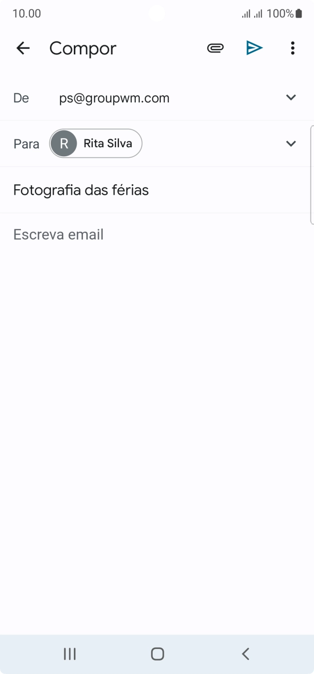 Prima o campo de escrita e escreva o texto do e-mail.