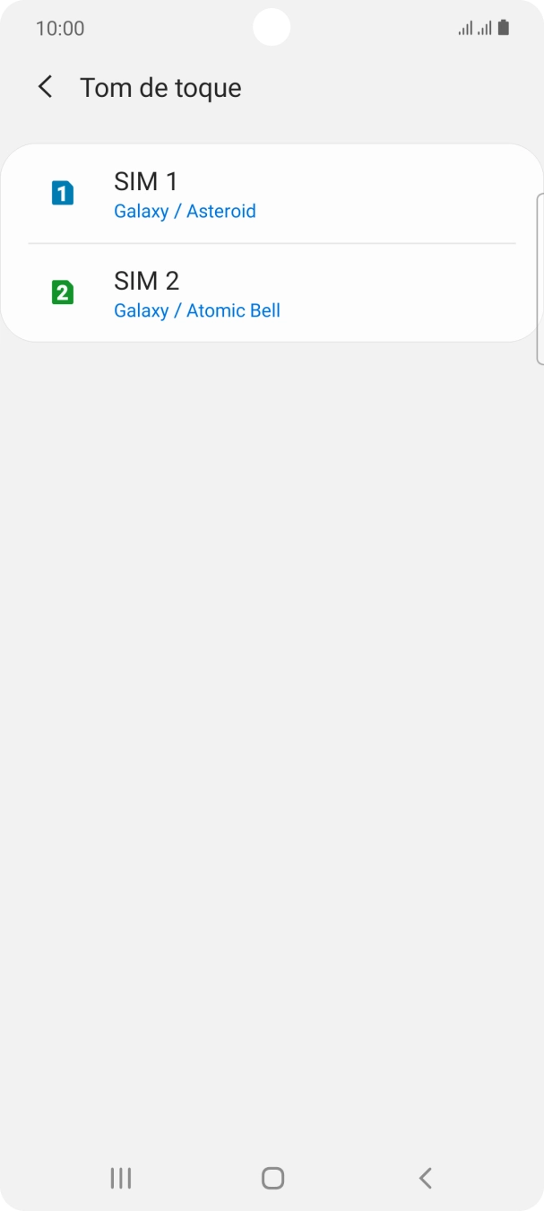 Prima o cartão SIM pretendido.