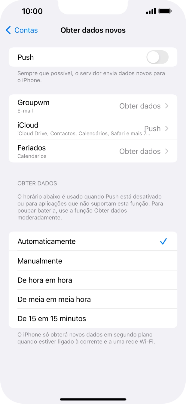 Se desativar a função, prima a definição pretendida.