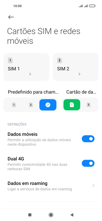 Prima Dados em roaming.