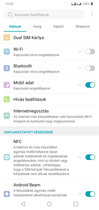 Válaszd az Általános lehetőséget.
