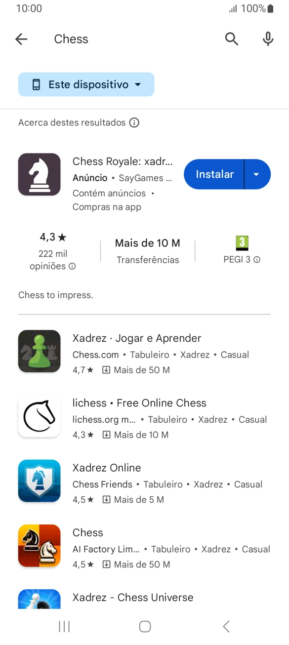 Prima a app pretendida.