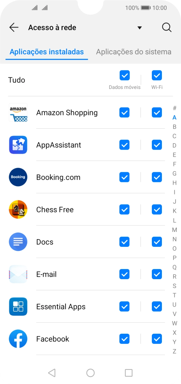 Prima o campo junto ao nome da aplicação na coluna 