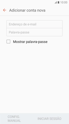 Prima o campo de escrita e introduza o seu endereço de e-mail Vodafone.