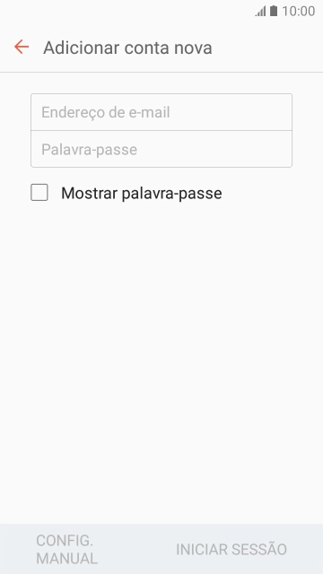 Prima o campo de escrita e introduza o seu endereço de e-mail Vodafone.