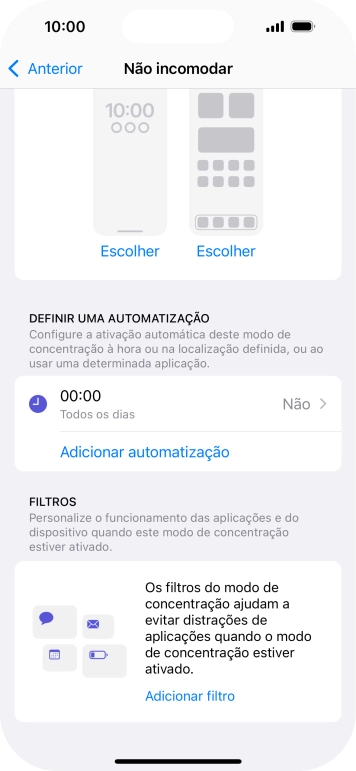 Prima Adicionar automatização e siga as indicações no ecrã para escolher as definições para ativação automática da função 
