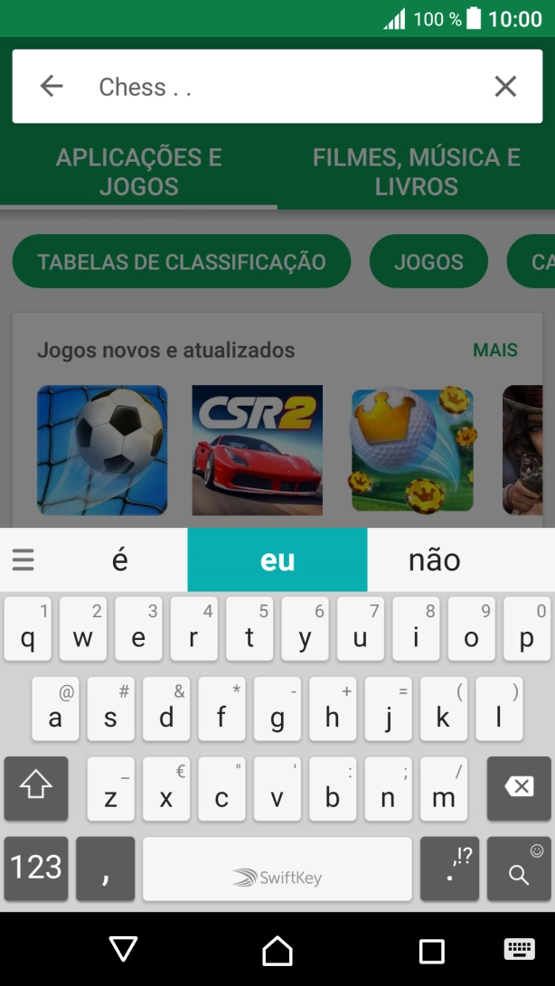 Introduza o nome ou categoria da app pretendida e prima o ícone para pesquisar.