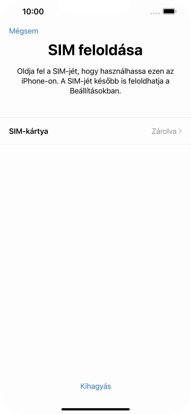 Válaszd a SIM-kártya lehetőséget.