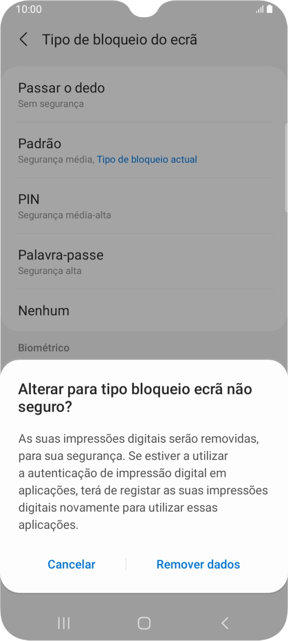 Prima Remover dados.
