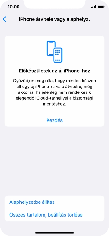 Válaszd az Alaphelyzetbe állítás lehetőséget.