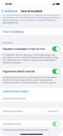 Válaszd a Jelkód bekapcsolása lehetőséget, és írj be kétszer egymás után egy tetszőleges képernyőzárkódot.