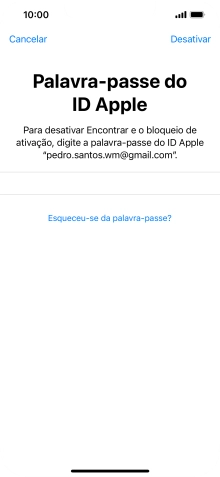 Introduza a password do ID Apple e prima Desactivar.