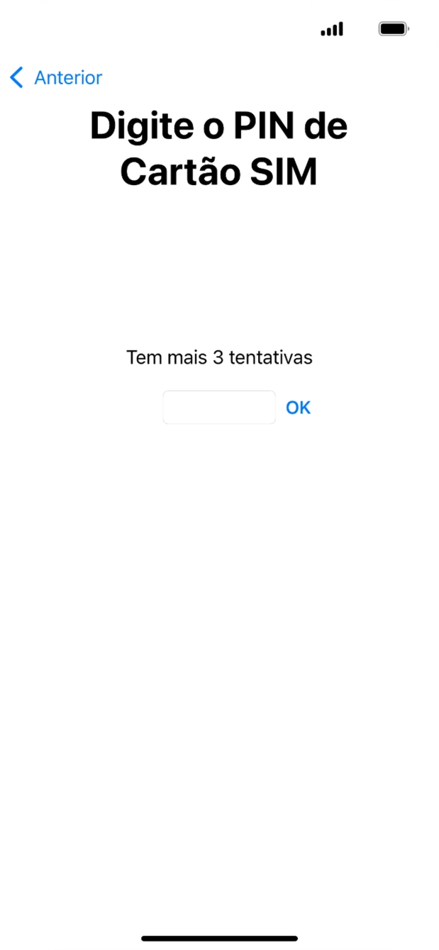 Se o cartão SIM estiver bloqueado, deve introduzir o código PIN e premir OK.