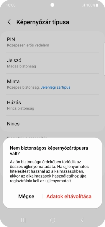 Válaszd az Adatok eltávolítása lehetőséget.