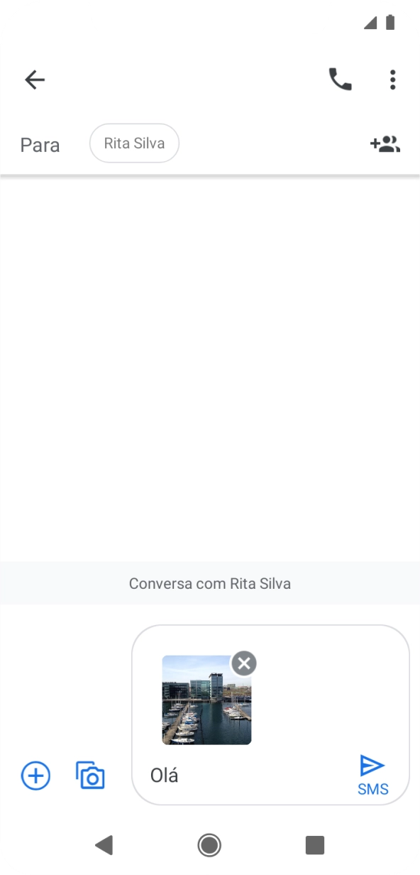 Prima o ícone para enviar quando terminar de escrever a sua mensagem multimédia.