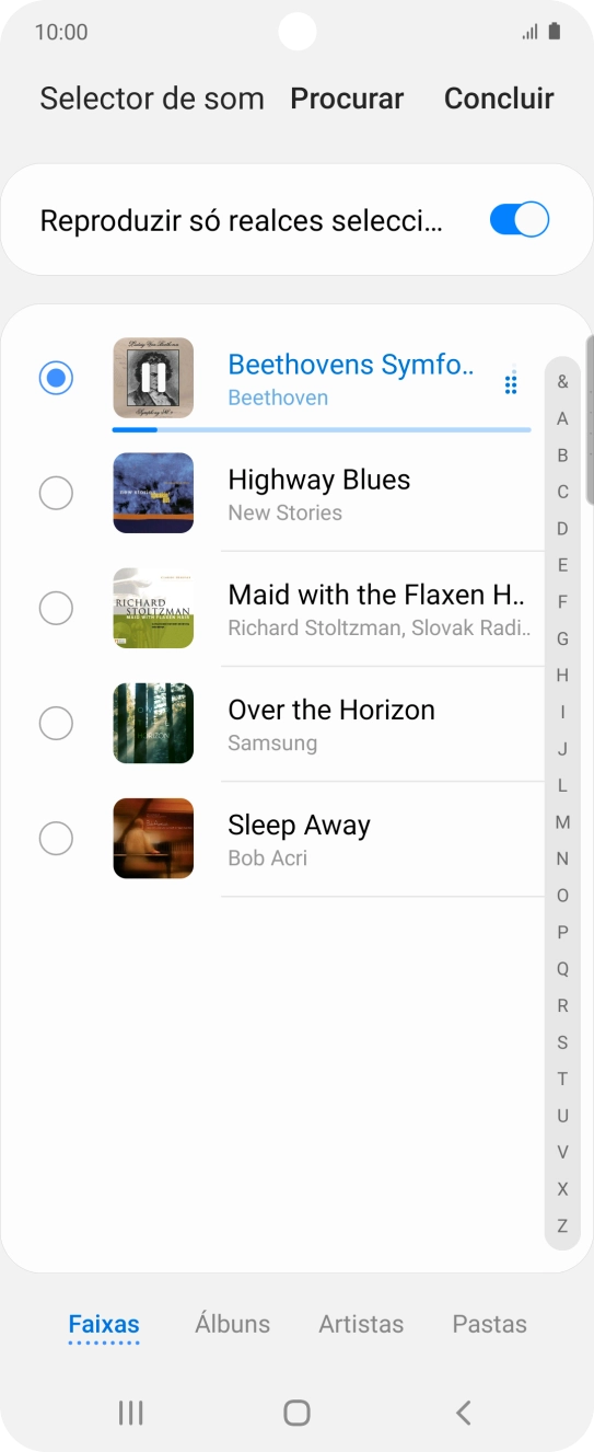Quando tiver encontrado o tom de toque que pretende, prima Concluir.