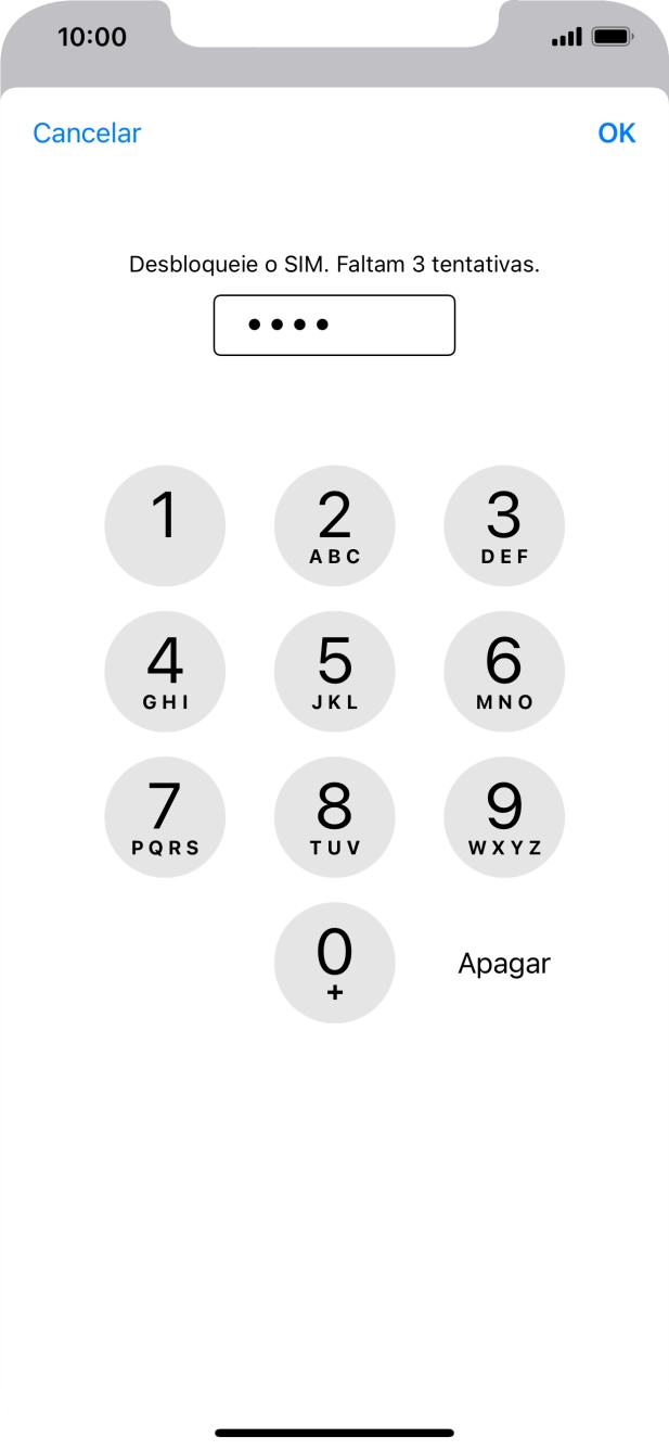 Introduza o seu código PIN e prima OK.