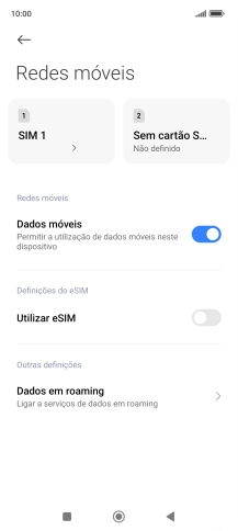 Prima Dados em roaming.