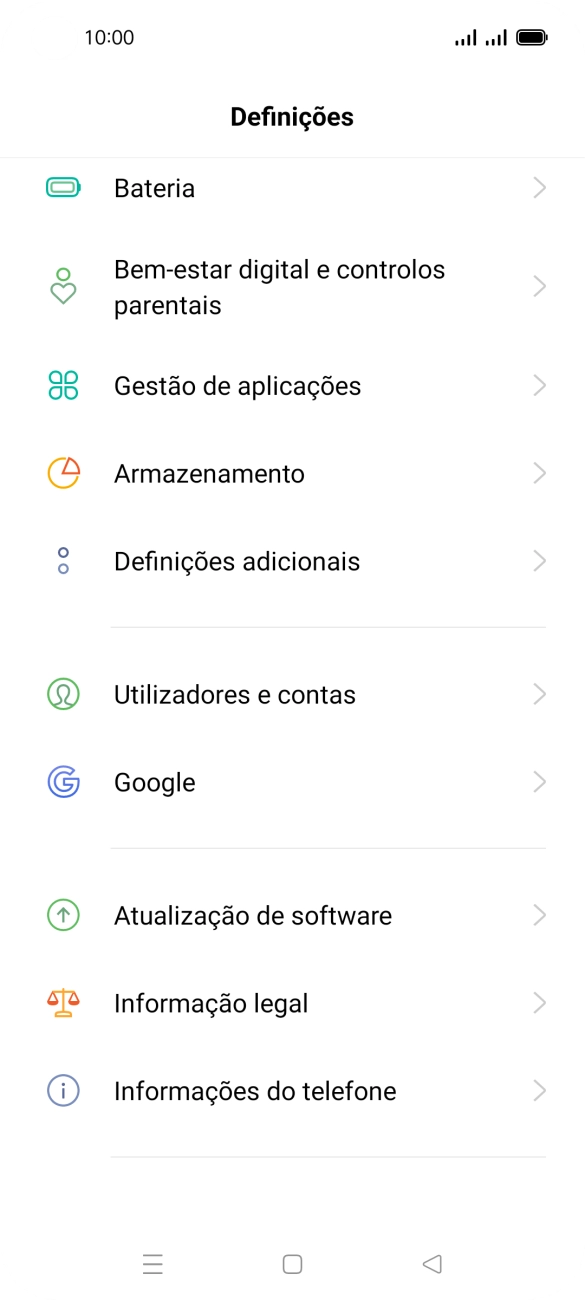 Prima Utilizadores e contas.