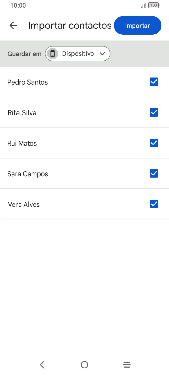 Prima os campos junto dos contactos pretendidos.