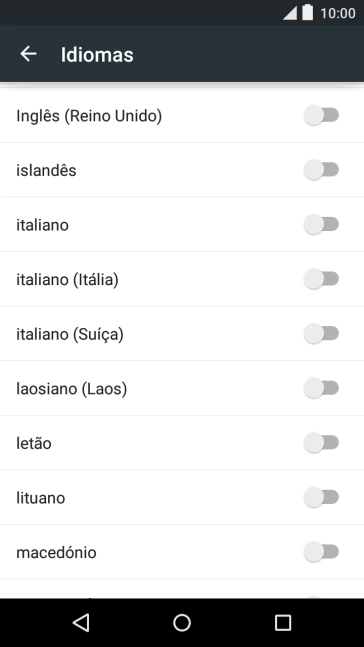 Prima o idioma pretendido.