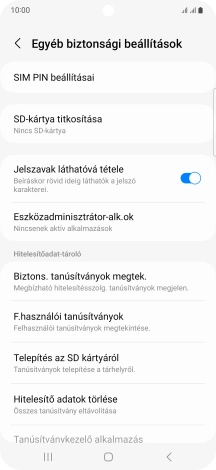 Válaszd a SIM PIN beállításai lehetőséget.
