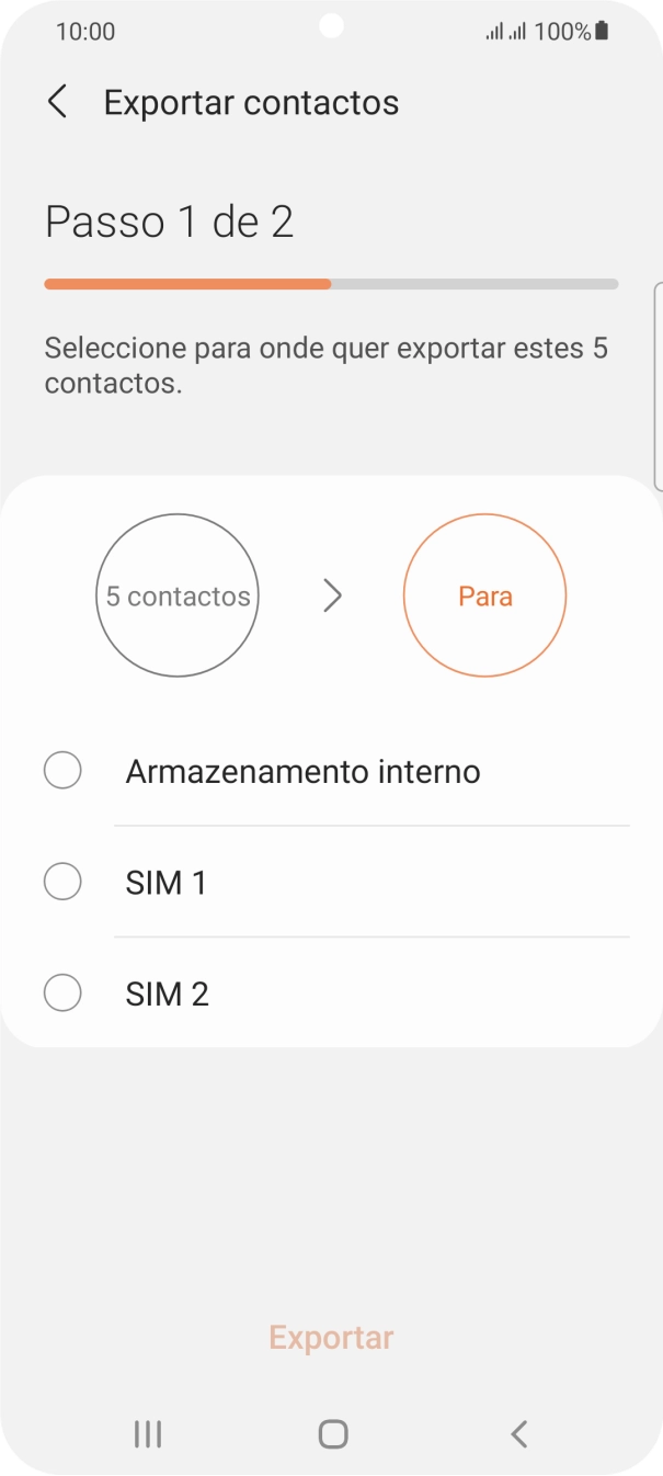 Prima o cartão SIM pretendido.
