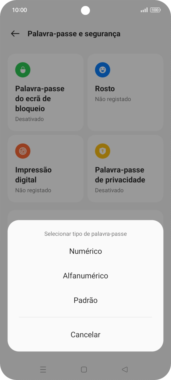 Prima o código de bloqueio do telefone pretendido e siga as indicações no ecrã para estabelecer um código de bloqueio adicional.