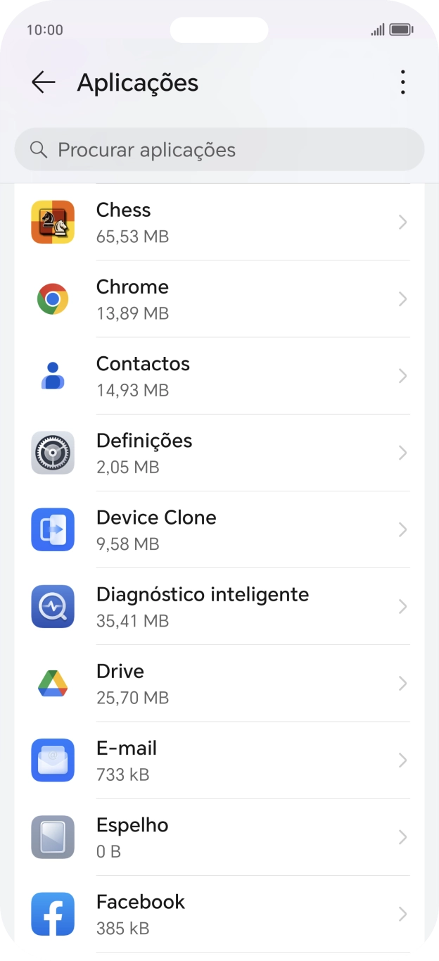 Prima a app pretendida.
