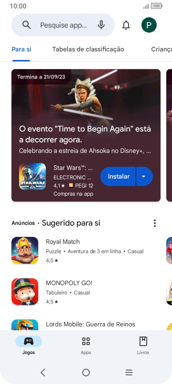 Prima a caixa de pesquisa.