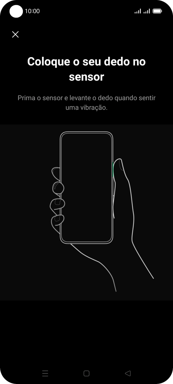 Siga as indicações no ecrã para definir a impressão digital como código de bloqueio.
