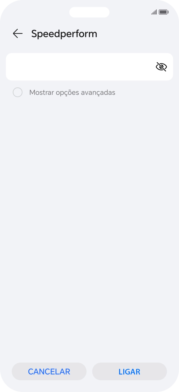 Introduza a password da rede Wi-Fi e prima LIGAR.