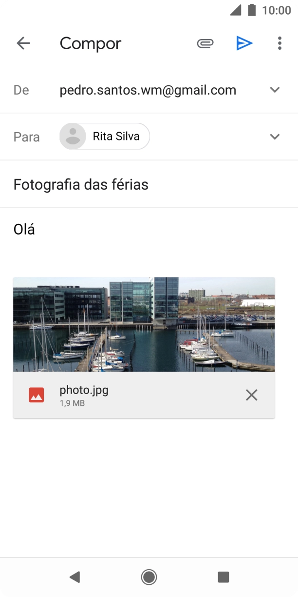 Prima o ícone para enviar quando terminar de escrever o seu e-mail.